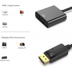 Dp to vga adapter cable male display port dp to vga female