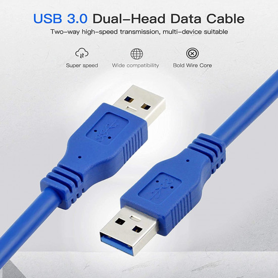 كابل USB 3.0 ذكر الى ذكر 50 سم - ازرق