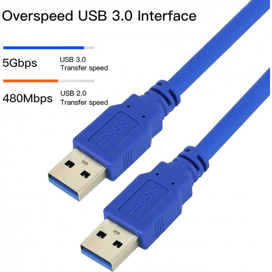 كابل USB 3.0 ذكر الى ذكر 50 سم - ازرق